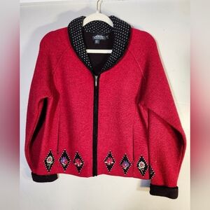 Icelandic Charming  design red wool jacket size M